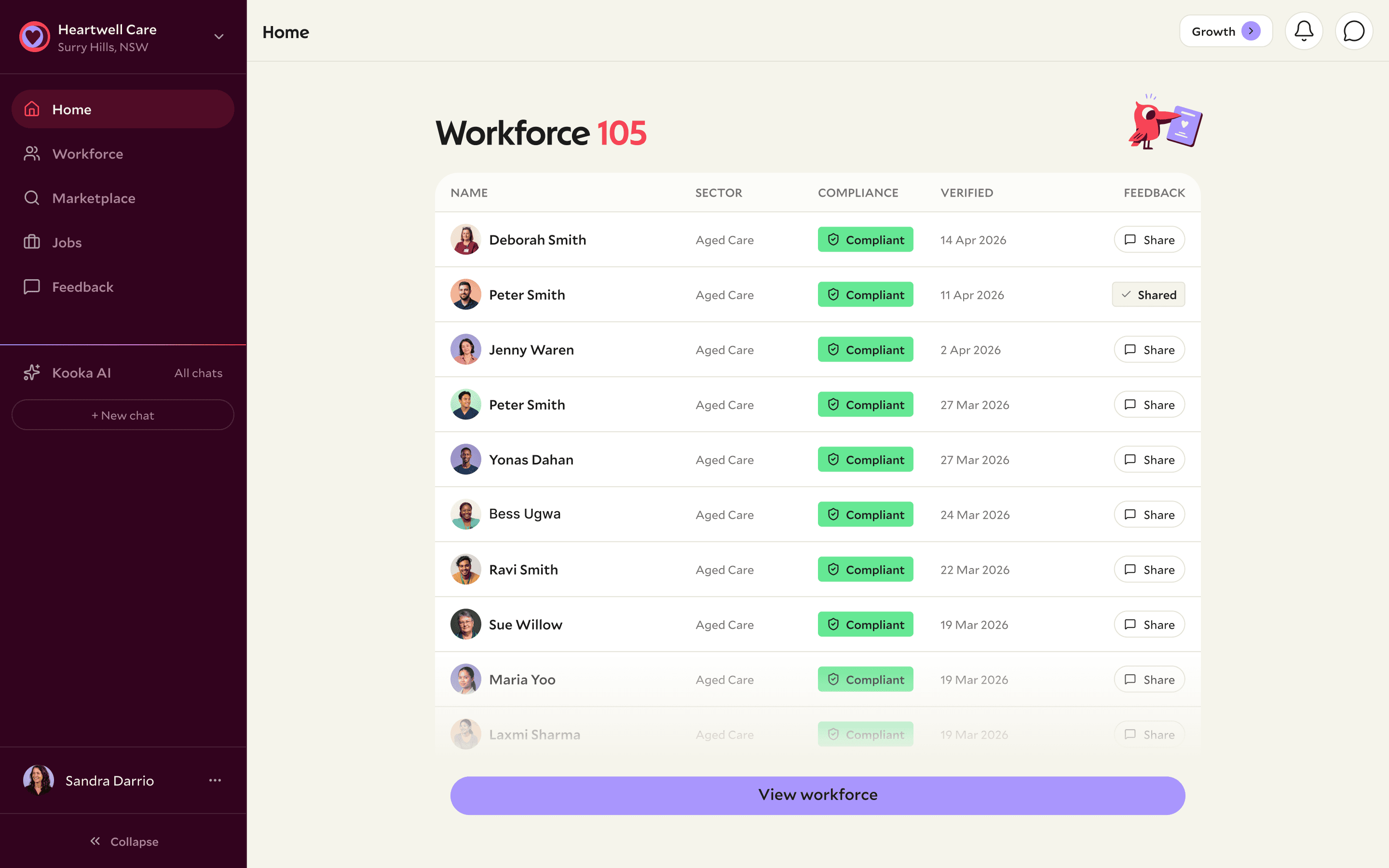Koora provider dashboard