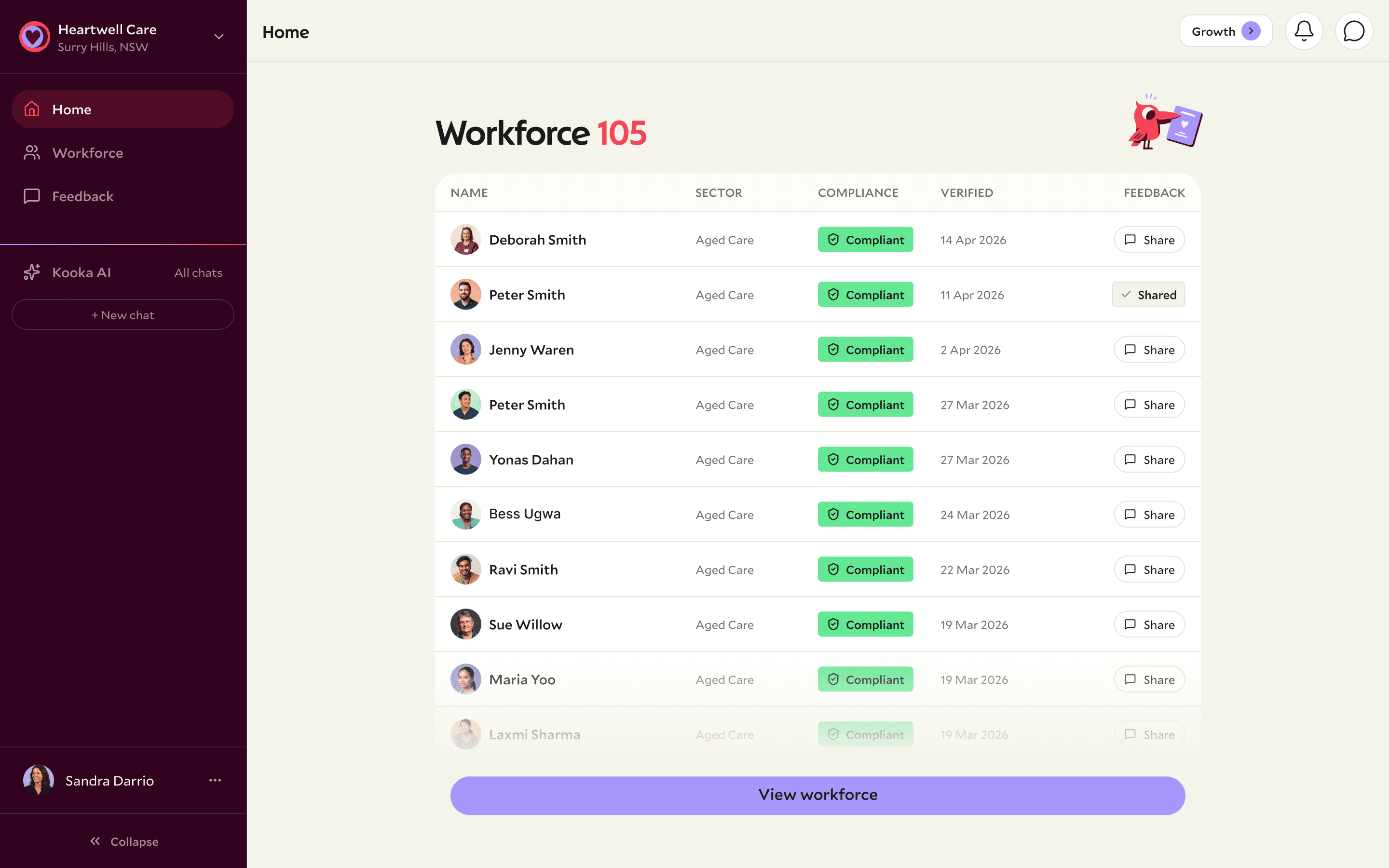 Koora provider dashboard