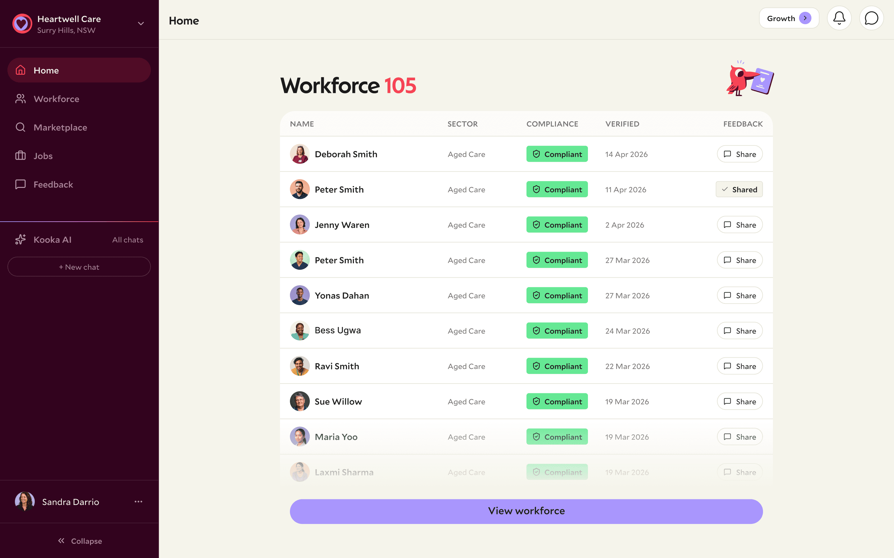 Koora provider dashboard